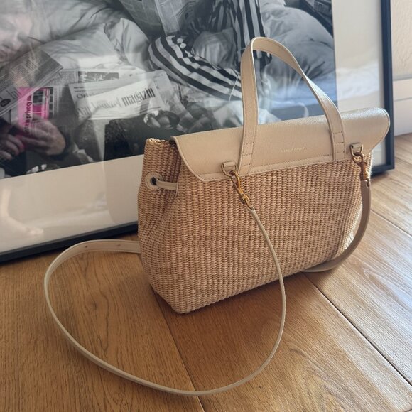 Mansur Gavriel Soft Lady pebbled leather and raffia shoulder bag handbag - Picture 7 of 9